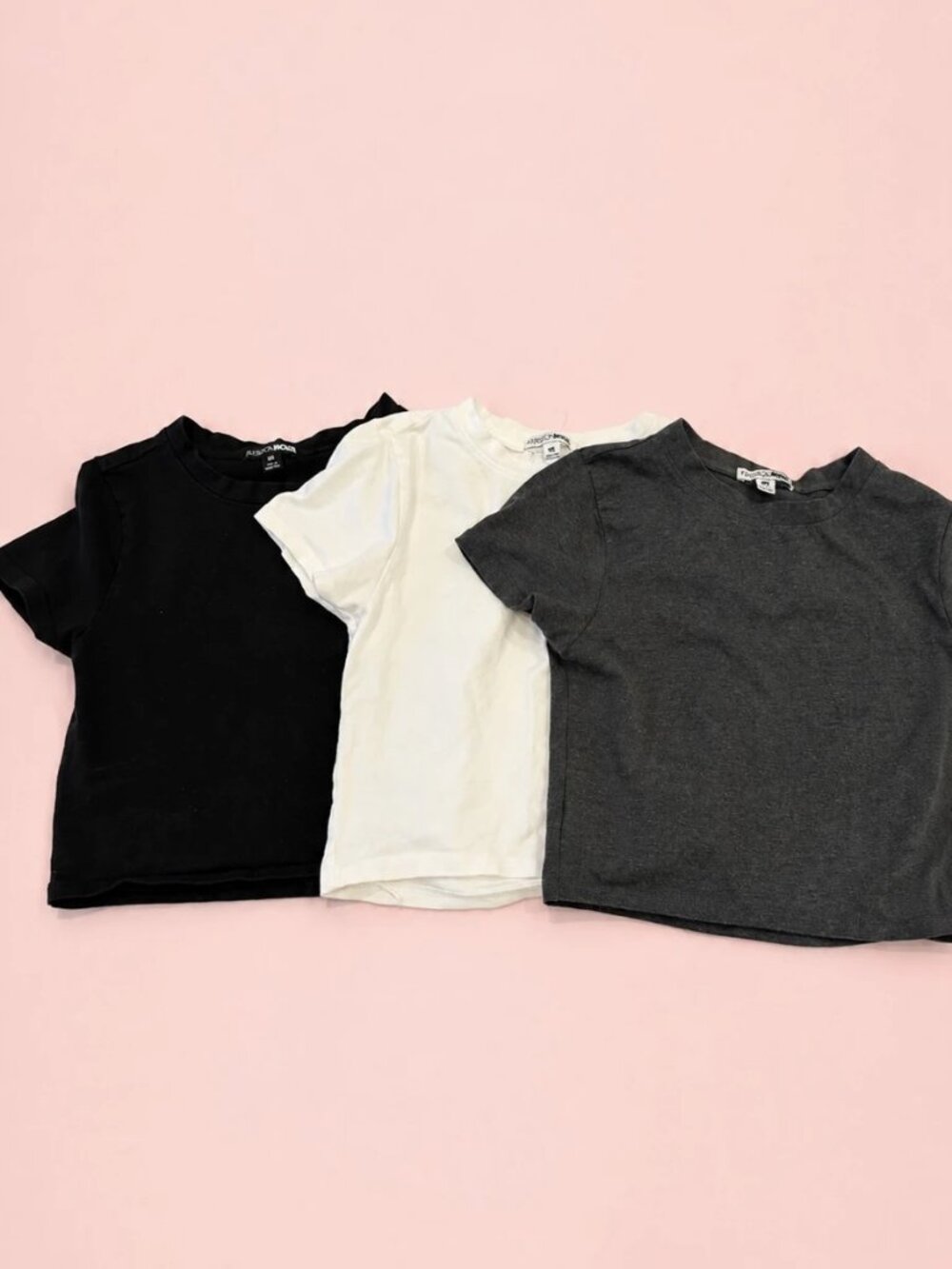 Fashion Nova Baby Tee Bundle 3 Tops Black White Gray XS
